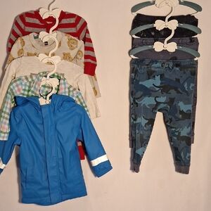 Tea Collection Boy Toddler Wardrobe  Lot Bundle Joggers Onesies Raincoat PJ